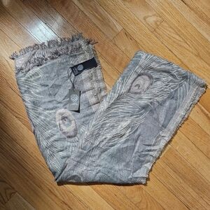 NWT Vince Camuto Peacock Rayon Afghan 72x21" Shawl